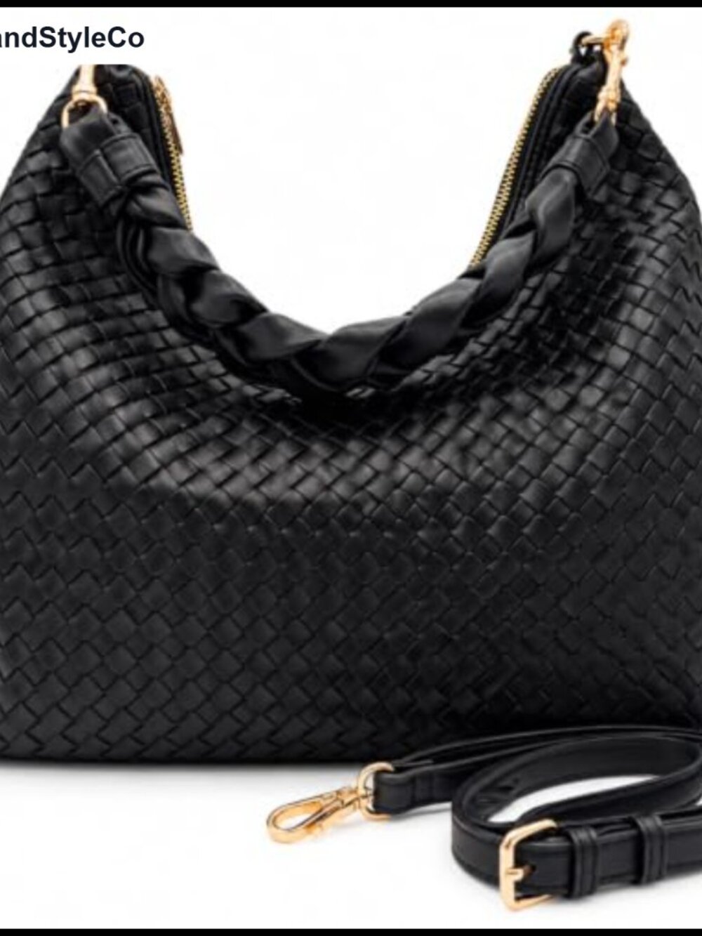Woven Vegan Leather Crossbody Bag Fits 13 inch Laptop